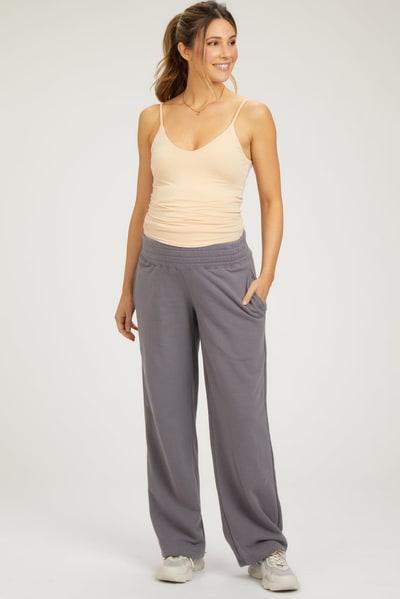 PinkBlush Gray Fleece Lined Maternity Lounge Pants