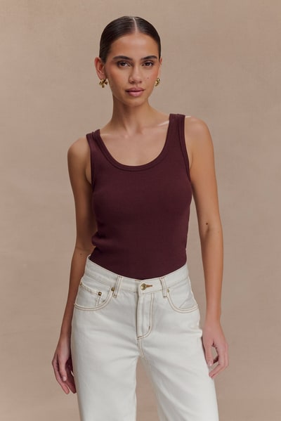 MESHKI Maeva Scoop Tank Top - Chocolate
