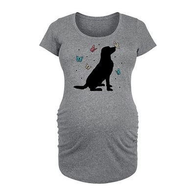 Kohl's Maternity Dog And Butterflies Graphic Tee