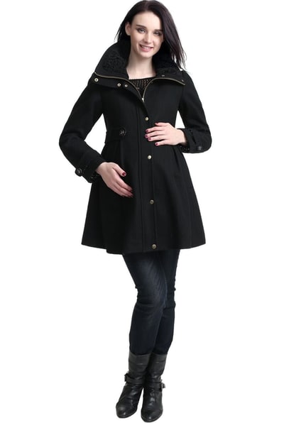 Kimi + Kai Kimi + Kai Maternity "Olivia" Wool Blend Parka Coat