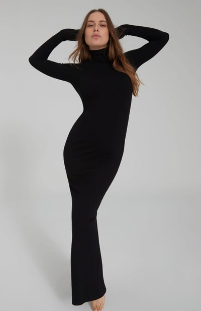 BUMPSUIT Sculpting Rib Long Sleeve Dress