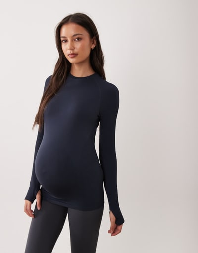 ASOS 4505 Maternity sculpting seamless long sleeve top in indigo