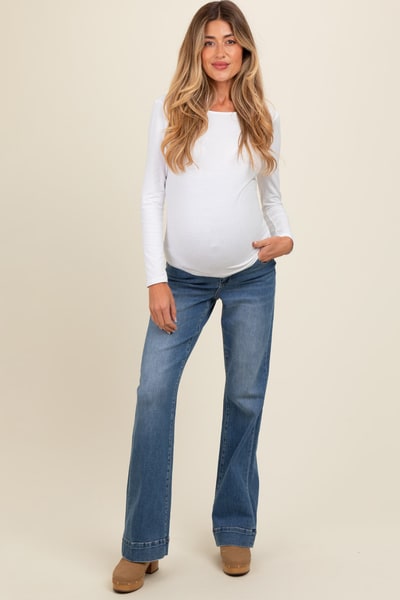 PinkBlush Blue Wide Hem Flare Maternity Jeans