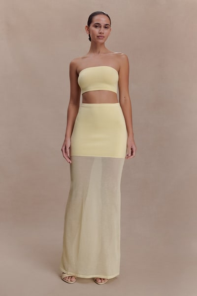 MESHKI Tanyel Sheer And Bandage Knit Maxi Skirt - Lemon
