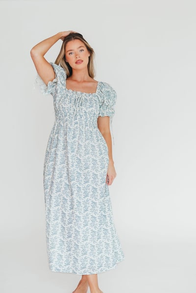 Worth Collective 100% Cotton Savanna Steppe Dress in Blue- Bump Friendly & Inclusive Sizing