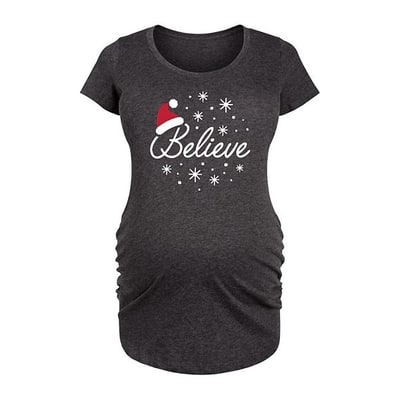 Kohl's Maternity Believe With Santa Hat Graphic Tee