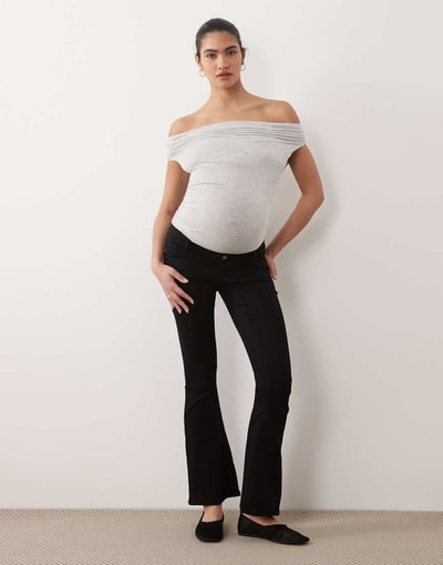 ASOS ONLY Maternity push-up flare jeans in black