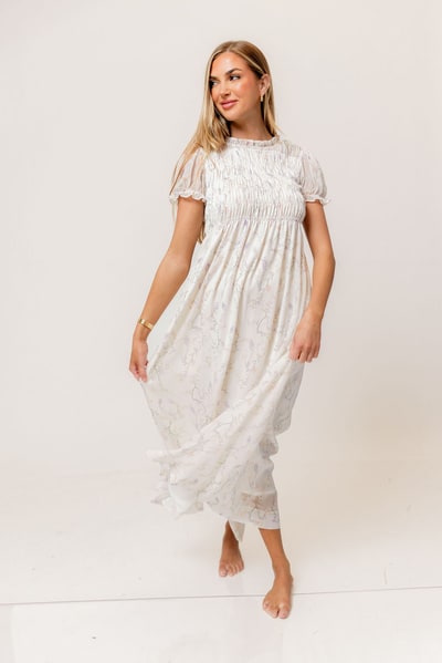 Worth Collective Hearthstone Maxi Dress in Ivory/Lilac - Bump Friendly