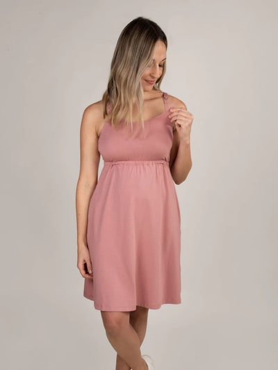 Special Addition Nursing Sleep Dress in Rose Clay