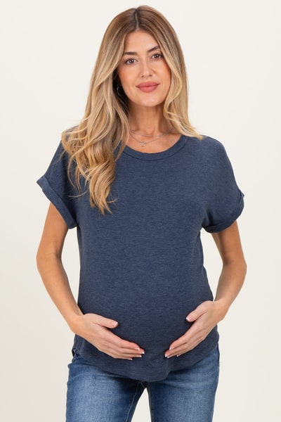 PinkBlush Navy French Terry Maternity Top