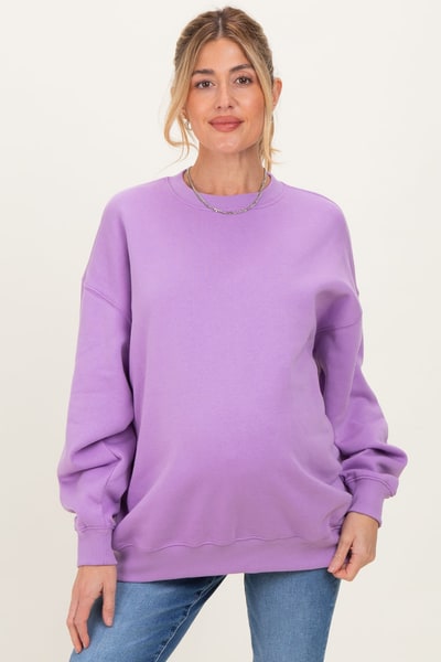 PinkBlush Lavender Oversized Maternity Fleece Sweatshirt