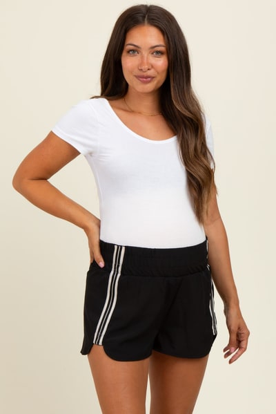 PinkBlush Black Stripe Detail Active Maternity Shorts