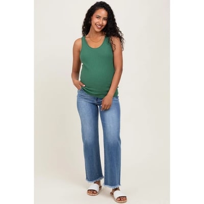 Target Pinkblush Blue Frayed Hem Ankle Straight Leg Maternity Jeans 29