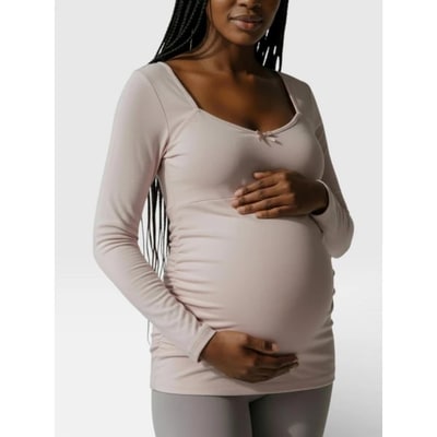 Target Women's Sweetheart Neck Side-Ruched Maternity Long Sleeve Tee - Soft Violet - Size: X Large - Motherhood Maternity