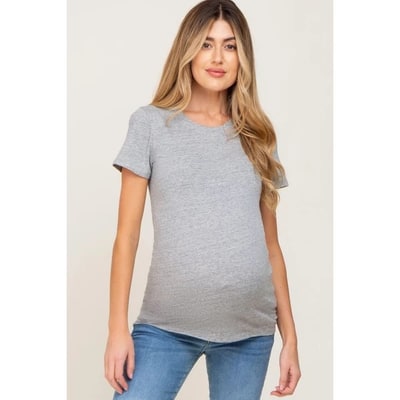 Target PinkBlush Heather Grey Basic Crew Neck Maternity Tee Heather Grey Extra Large
