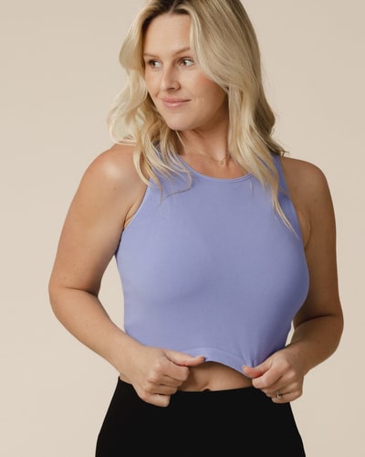 Kindred Bravely Sublime® Bamboo Hands-Free Pumping Longline Bra Top | Blue Wisteria