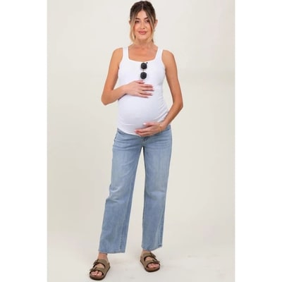 Target Pinkblush Blue Straight Leg Ankle Maternity Jeans 31