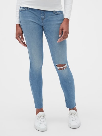 Gap Maternity Soft Wear Demi Panel True Skinny Jeans with Distressed Detail