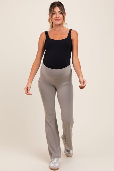 PinkBlush Taupe Active Pocket Flared Maternity Leggings