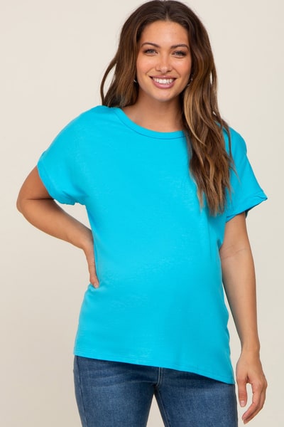 PinkBlush Aqua Short Sleeve Maternity Top