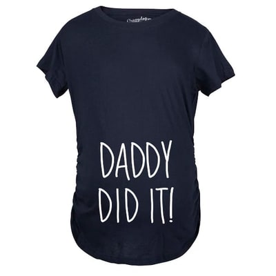Target Maternity Daddy Did It T shirt Funny Pregnancy Announcement Gender Reveal Tee - Crazy Dog Maternity T Shirt Gift for Dad Navy XL
