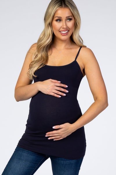 PinkBlush Navy Blue Solid Maternity Cami