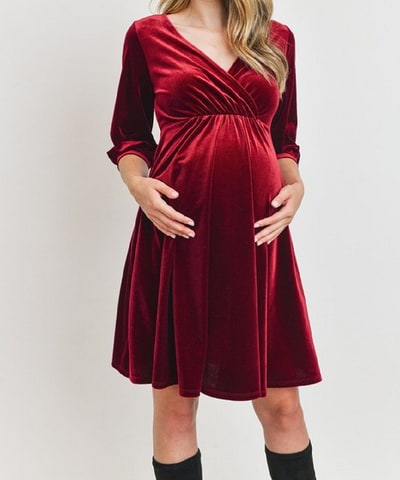 Bump City The Holly Maternity & Nursing Velvet Dress