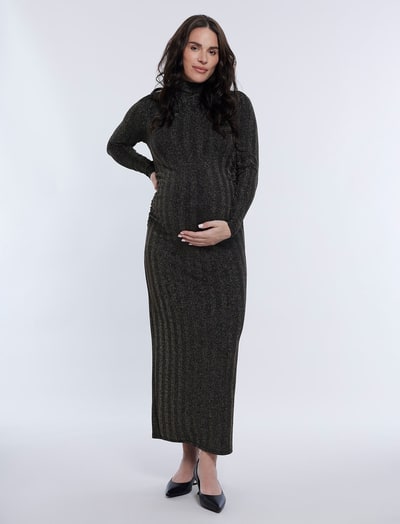 Motherhood Maternity Long Sleeve Bodycon Maxi Dress in Lurex Knit