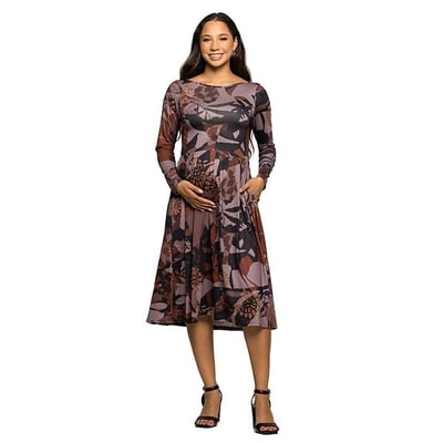 Kohl's Maternity 24Seven Comfort Apparel Long Sleeve Floral Print Midi Dress