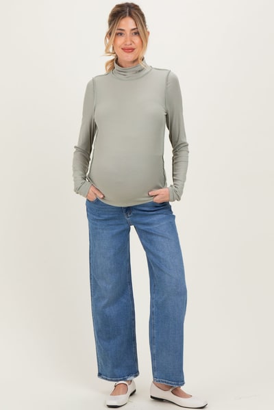 PinkBlush Blue Ankle Wide Leg Maternity Jeans