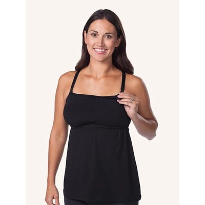 Target Leading Lady Women's Modern Square Neck Maternity to Nursing Tank (4044) Black L