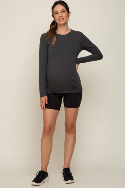 PinkBlush Charcoal Long Sleeve Maternity Top