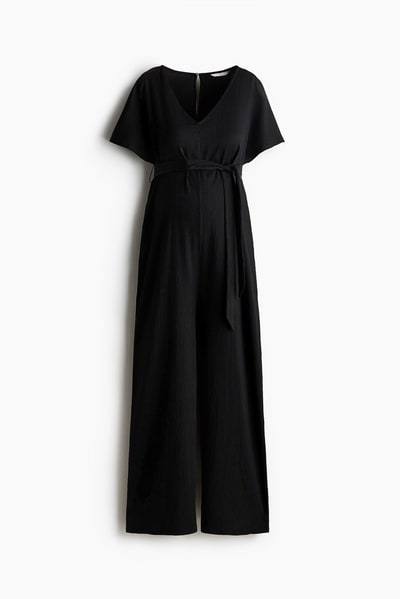 H&M MAMA Short-sleeved tie-belt jumpsuit
