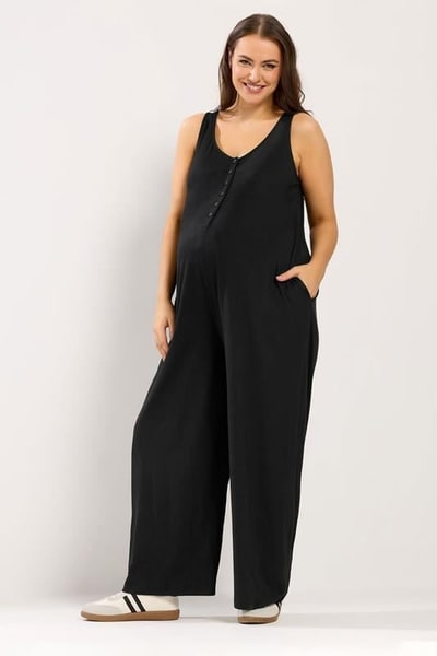 Yours Clothing BUMP IT UP MATERNITY Black Nursing Jumpsuit