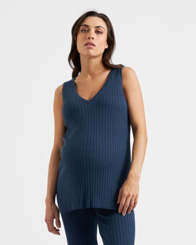 Ripe Maternity Sophie Rib Knit Nursing Top  French Navy