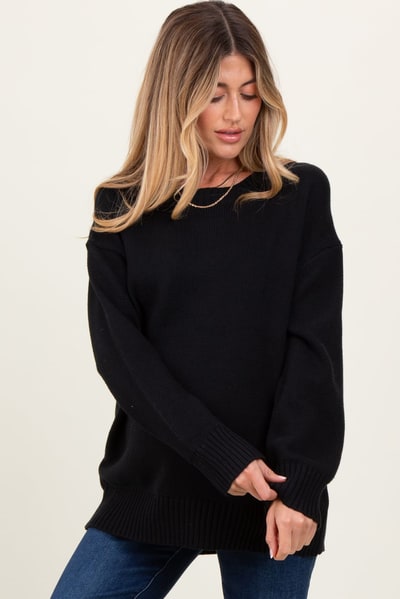 PinkBlush Black Soft Knit Basic Maternity Sweater