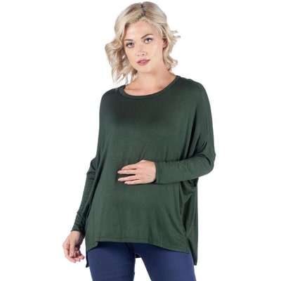 Target 24seven Comfort Apparel Womens Oversized Long Sleeve Maternity Dolman Top-OLIVE-S