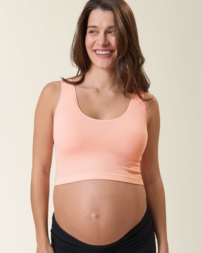 Kindred Bravely Sublime® Bamboo Scoop Neck Maternity & Nursing Longline Bra Top | Sunset Pink