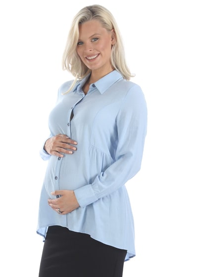 Angel Maternity Maternity Blue Work Shirt