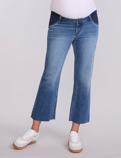 Motherhood Maternity Crop Wide Leg Jeans with Elastic Pocket Inserts