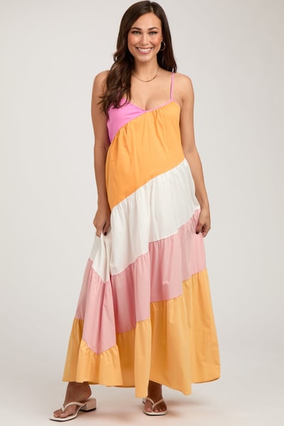 PinkBlush Multi-Color Sleeveless Maternity Maxi Dress