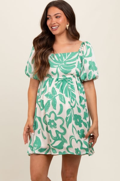 PinkBlush Jade Floral Puff Sleeve Maternity Dress