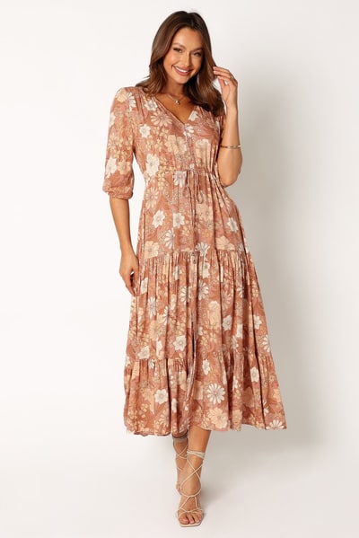 Petal & Pup Kelda Dress - Tan Floral