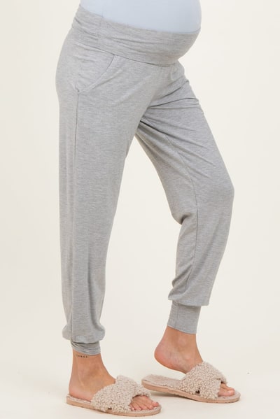 PinkBlush Heather Grey Maternity Band Jogger Pants