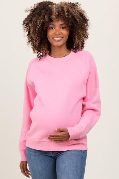 PinkBlush Pink Fleece Maternity Sweatshirt