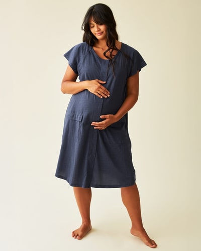 Kindred Bravely Universal Labor & Delivery Gown | Navy Heather