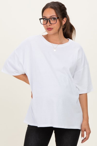 PinkBlush White Cotton Oversized Maternity Tee