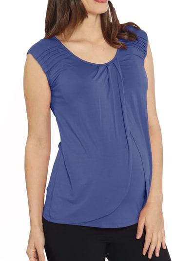 Angel Maternity Maternity Cap Sleeve Nursing Top with Petal Front