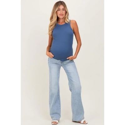 Target Pinkblush Medium High Rise Wide Leg 90'S Maternity Jeans 28