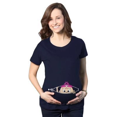 Target Maternity Peeking Princess T Shirt Cute Pregnancy Tee for Mom to Be - Crazy Dog Maternity T Shirt Gift for Mom to be Navy M